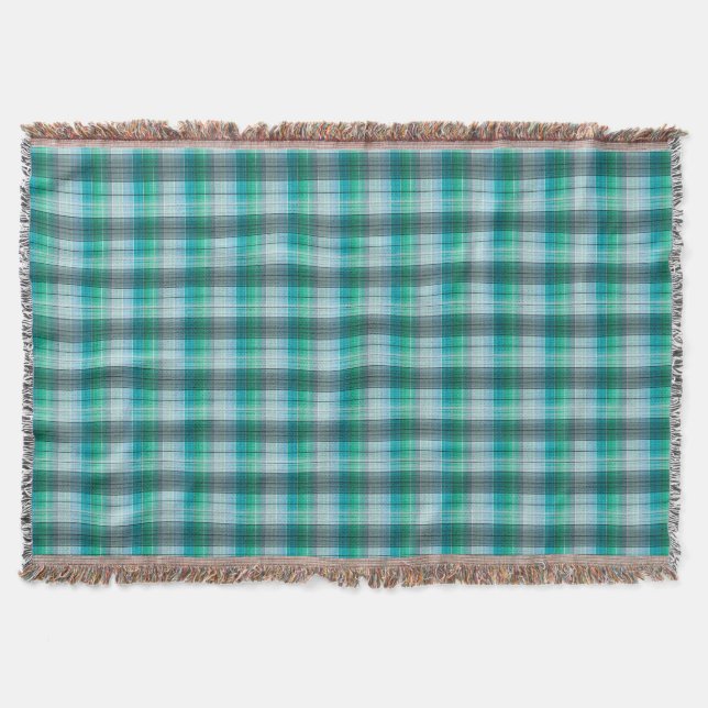 Plaid . Blue grey plaid . Throw Blanket (Front)