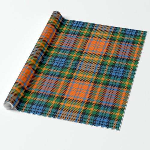 Plaid Blue Orange Green Clan Murray Tartan Wrapping Paper