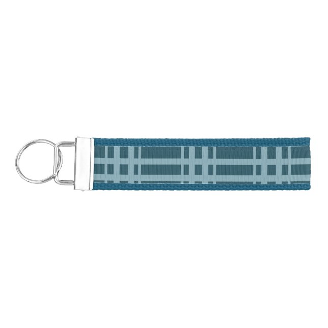 Plaid Blue Wrist Keychain (Keys on Left)