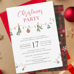 Plaid Boho Chic Christmas Holiday Party Invitation