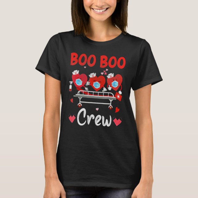 Plaid Boo Boo Crew Valentine's Day Heart Nurse Wea T-Shirt (Front)