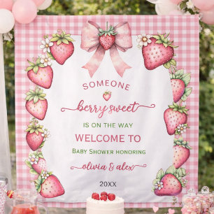 Plaid bow berry sweet baby shower backdrop 