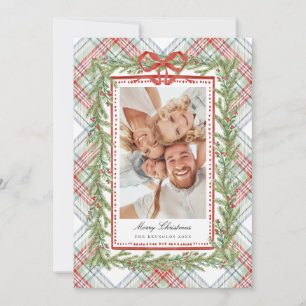 Plaid Bow Family Photo Christmas Holiday Card