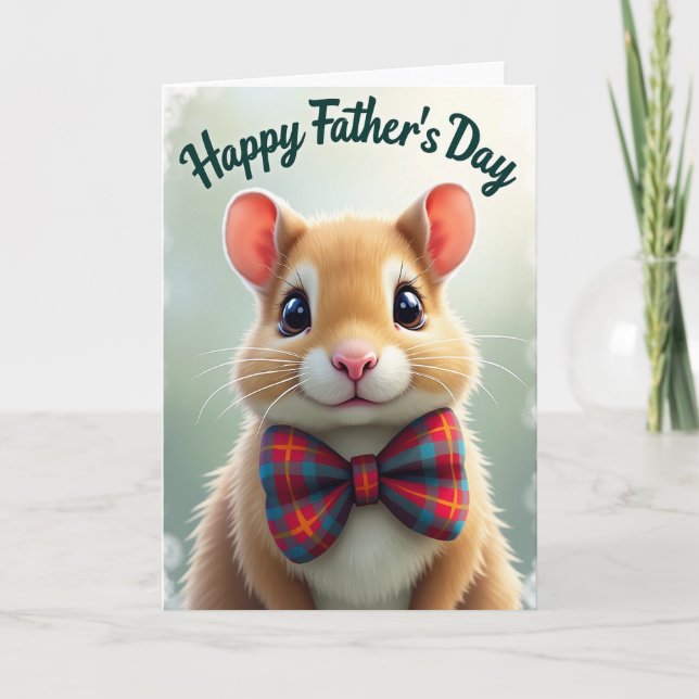 Plaid Bow Fathers Day Critter Card (Front)