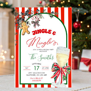 Plaid Bow Preppy Jingle and Mingle Christmas Party Invitation