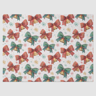 Plaid Bows Bells Retro Christmas  Tissue Paper