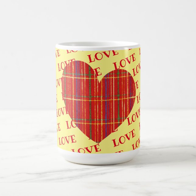 Plaid Bright Heart Art Love Mug Cup (Center)