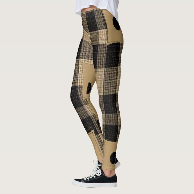 Plaid Brown & Black Leggings  (Left)