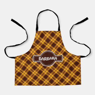 Plaid Brown Cream Minimal Pattern Apron