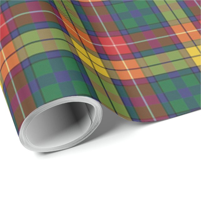 Plaid Buchanan Rustic Classic Red Green Tartan Wrapping Paper (Roll Corner)