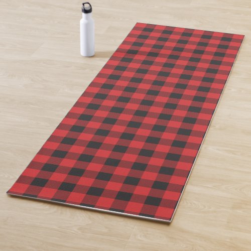 Plaid Buffalo Black Red Check Yoga Mat