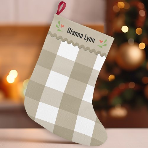 Plaid Buffalo Check Monogram Small Christmas Stocking