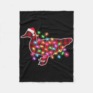 Plaid Buffalo Duck Christmas Pajamas Xmas Lights F Fleece Blanket