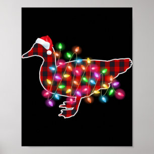 Plaid Buffalo Duck Christmas Pajamas Xmas Lights F Poster