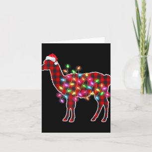 Plaid Buffalo Llama Christmas Pajamas Xmas Lights Card