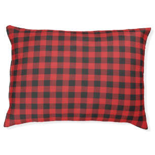 Plaid Buffalo Lumberjack Red Black Check Pet Bed