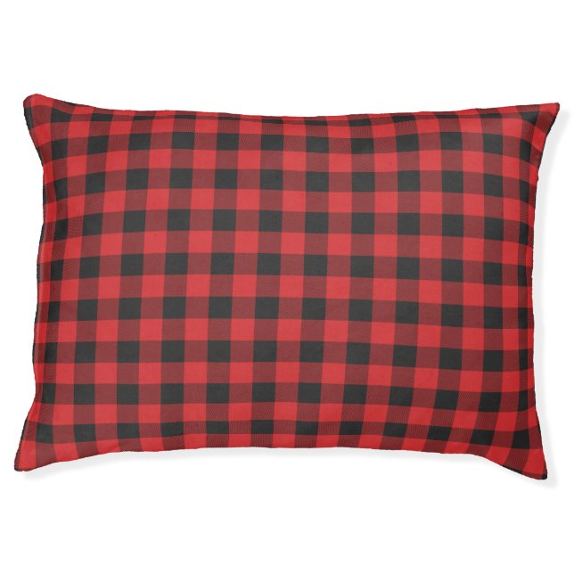 Plaid Buffalo Lumberjack Red Black Check Pet Bed (Front)