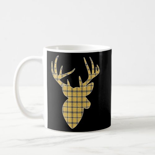 Plaid Buffalo Yellow Gray Plaid Deer Head Christma Coffee Mug