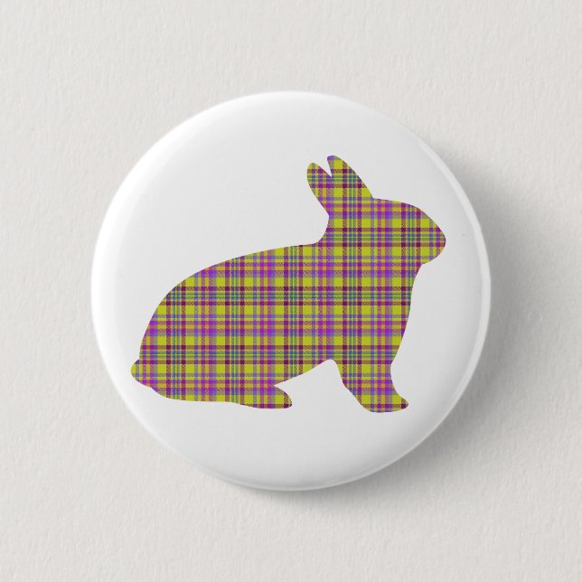 Plaid Bunny Button (Front)