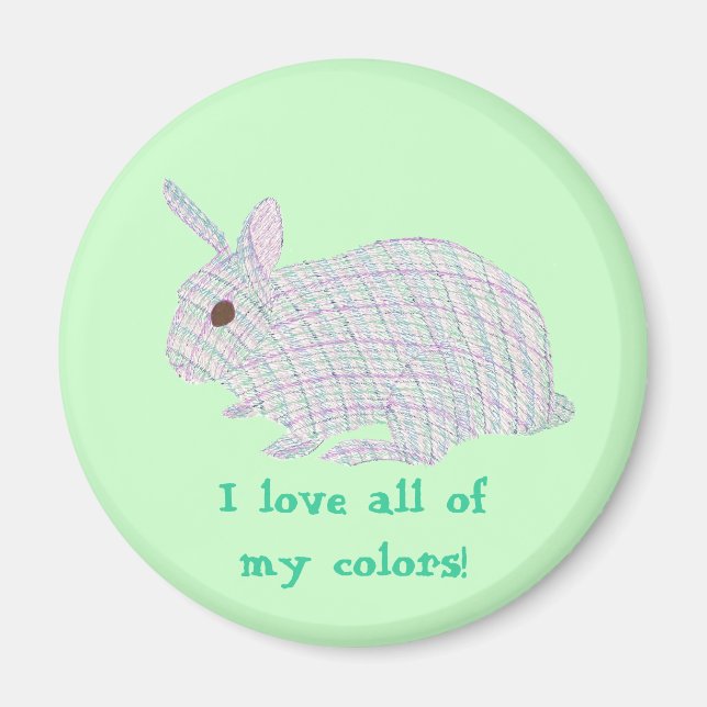 Plaid Bunny,  I love all of my colors, magnets (Front)