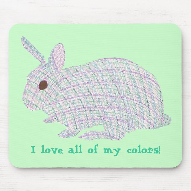 Plaid Bunny,  I love all of my colors, mousepads (Front)