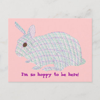Plaid Bunny,  I'm so hoppy to be here postcards