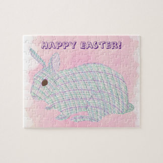 Plaid Bunny Rabbit Happy Easter Puzzles