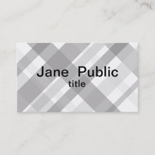 plaid business card gray and white double sided
