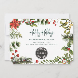 Plaid Business Logo Christmas Employees Holiday Card