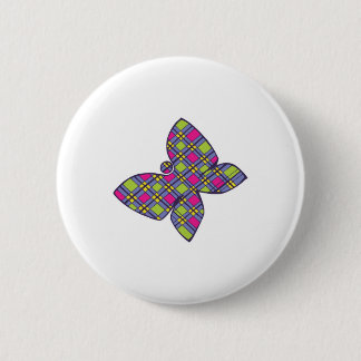 plaid butterfly design pinback button