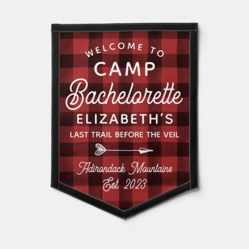 Plaid Camp Bachelorette Welcome Sign Pennant
