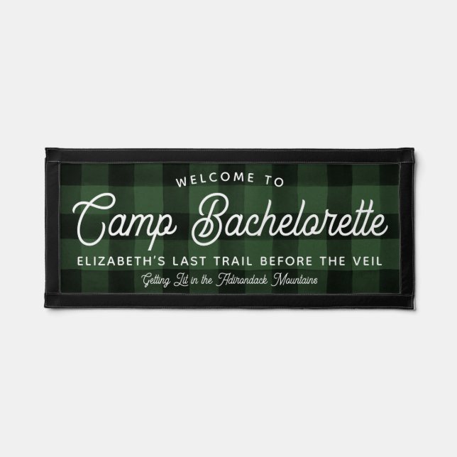 Plaid Camp Bachelorette Welcome Sign Pennant (Front)