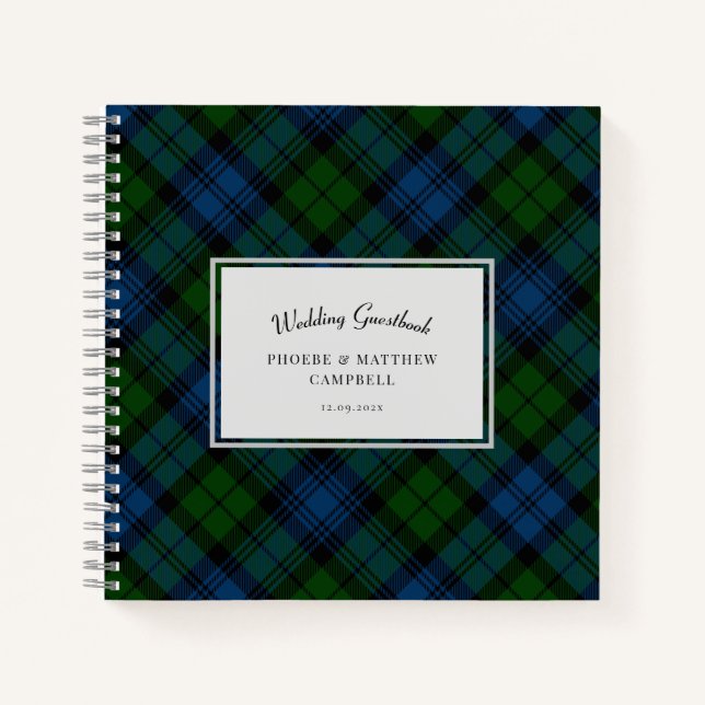 Plaid Campbell Military Tartan Wedding Guestbook Notebook (Front)