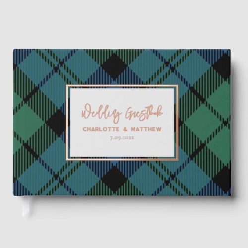 Plaid Campbell Rose Gold Foil Wedding Tartan Foil Guest Book