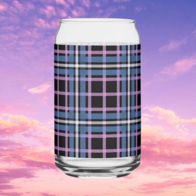 Plaid Can Glass – Blue & Lavender Checkered (Creator Uploaded)