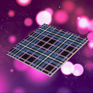 Plaid Ceramic Tile – Blue & Lavender Tartan Grid