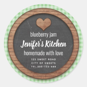 Plaid Chalkboard heart homemade jam Square Sticker