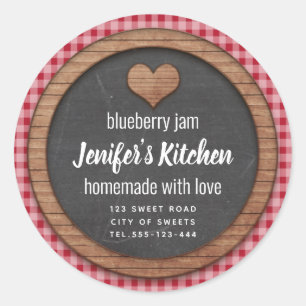 Plaid Chalkboard heart homemade jam Square Sticker