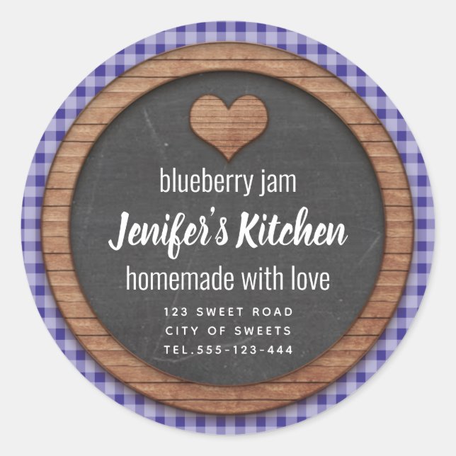 Plaid Chalkboard heart homemade jam Square Sticker (Front)