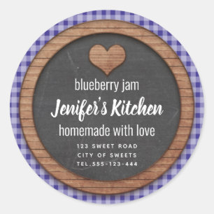 Plaid Chalkboard heart homemade jam Square Sticker