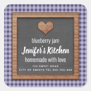 Plaid Chalkboard heart homemade jam Square Sticker