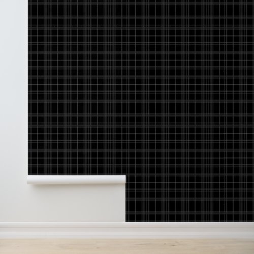 Plaid Charcoal and Black Peel and Stick  Wallpaper