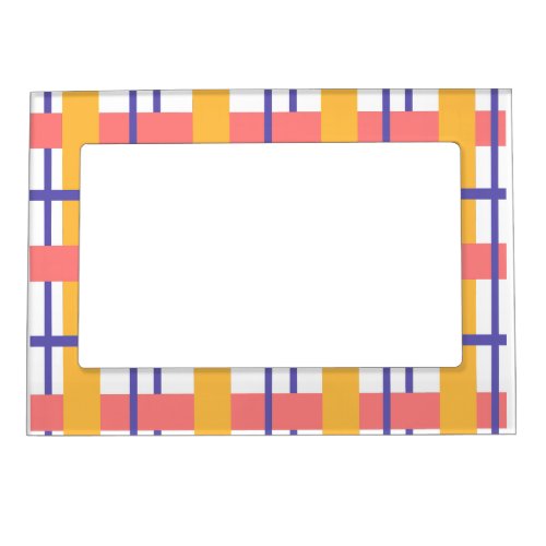  Plaid Check pattern Print Salmon Ocher Purple Magnetic Frame