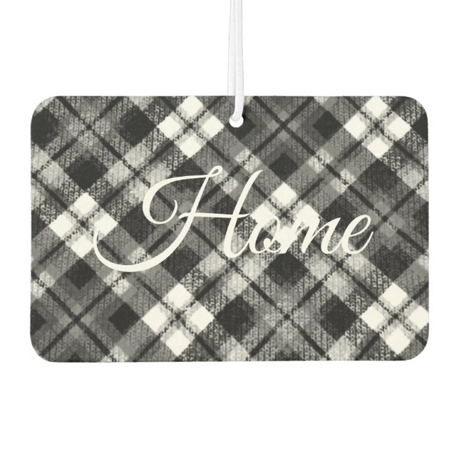 Plaid Check Tartan Black White Farmhouse Modern Air Freshener (Front)