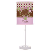 Plaid Checker 🐘 Elephant | Pink Brown Green Table Lamp