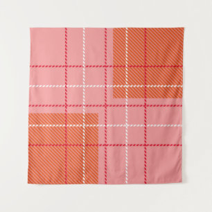 Plaid Checkered Fabric Pattern in pink, pale oran Tapestry