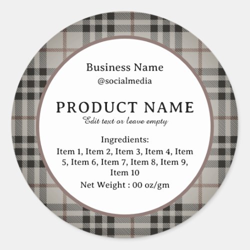 Plaid Checkered Modern Ingredients Product Label