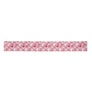 Plaid Cherry Pink Pattern Satin Ribbon