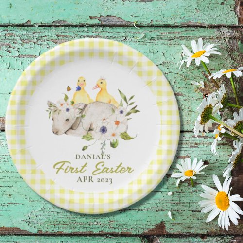 Plaid Chicks Little Lamb My First Easter Paper Plates