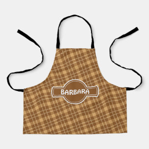 Plaid Chocolate Cream Minimal Pattern Apron